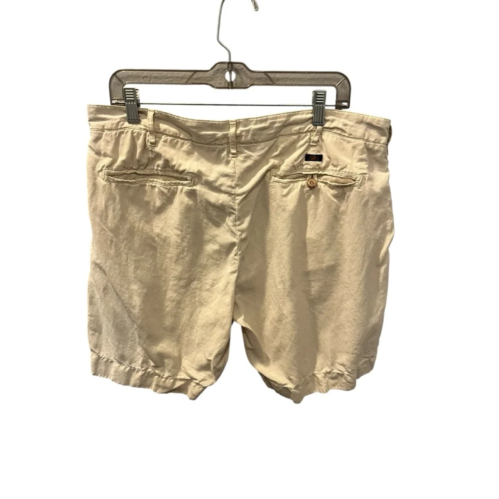 Faherty Linen Blend Khaki Chino Shorts Men's Size 35 Flat Front Zip Fly Pockets